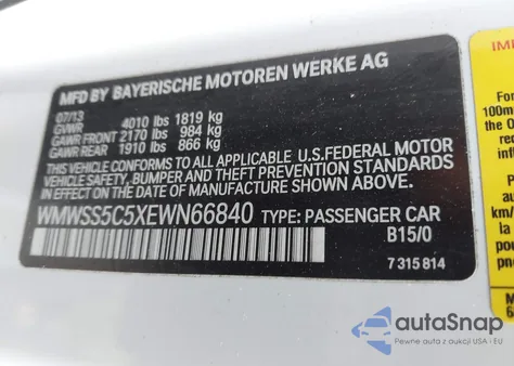 2014 Mini Paceman Cooper S из США, поврежденный, VIN WMWSS5C5XEWN66840